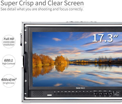 SEETEC P173-9HSD-CO 17,3-Zoll-Handymonitor für Broadcast-Produktionsleiter mit 3G-SDI-, HDMI- und YPbPr-Ein- und -Ausgang, Aluminiumgehäuse, Full HD 1920×1080 