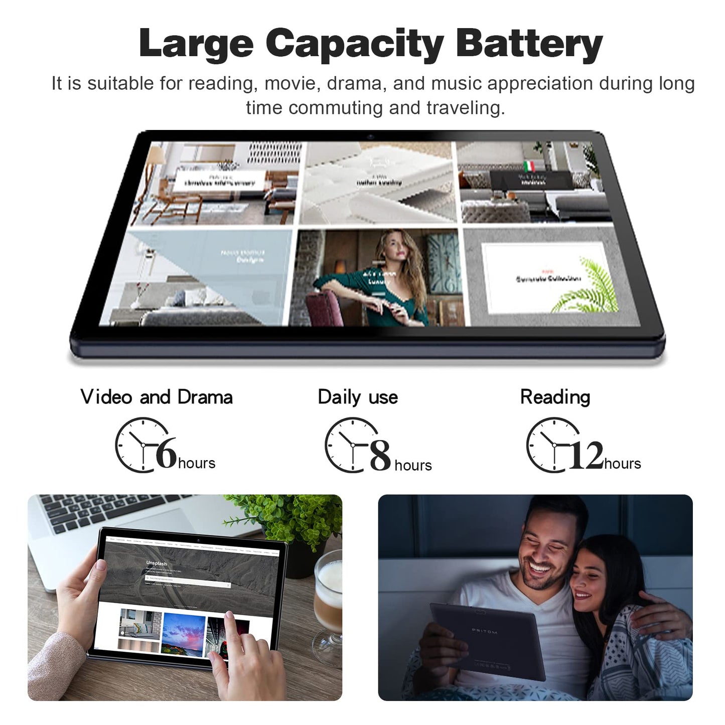 PRITOM Tablet 10 inch, 64GB, Tablet Android 13, HD IPS Screen, Dual Camera, WiFi, Bluetooth, Tablets with 6000mAh Battery, Touch10 Tab GMS Certified