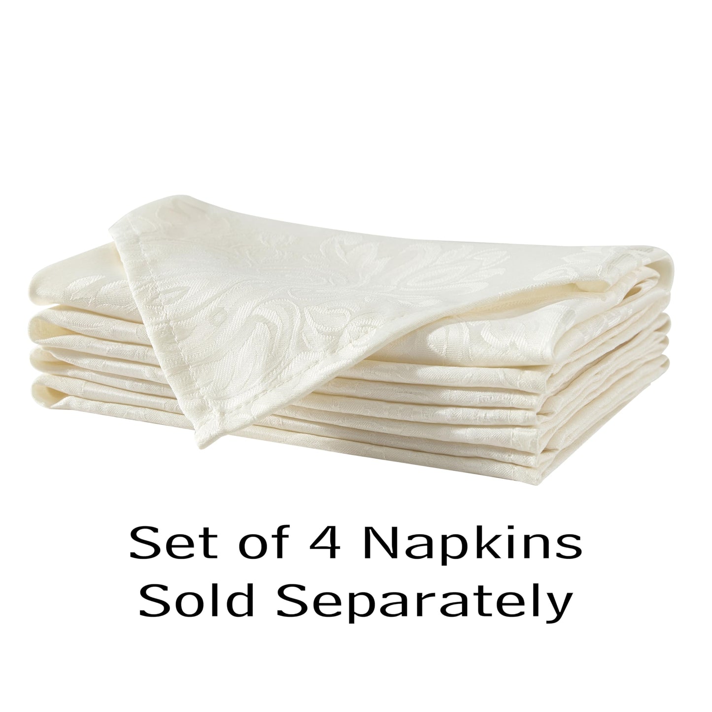 Newbridge Barcelona Luxury Damask Fabric Napkins, Set of 4 Square Napkins, Antique White, 100% Polyester, No Iron, Soil Resistant Dining Room, Party and Banquet Napkins