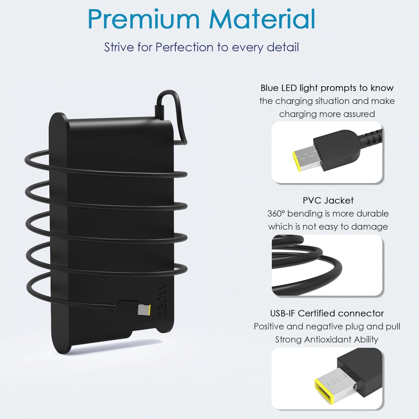 Slim Legion 5 Charger AC Adapter Compatible with Lenovo Gaming Laptop Charger 230W 170W Replacement for Lenovo Legion LOQ ThinkPad Slim IdeaPad Gaming Series ADL230NDC3A ADL230NLC3A Power Adapter