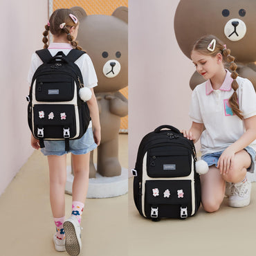 QHRIDS Girls Backpack Aesthetic Laptop Backpacks Kawaii Large Bookbag Anime Casual Travel Daypack,Black