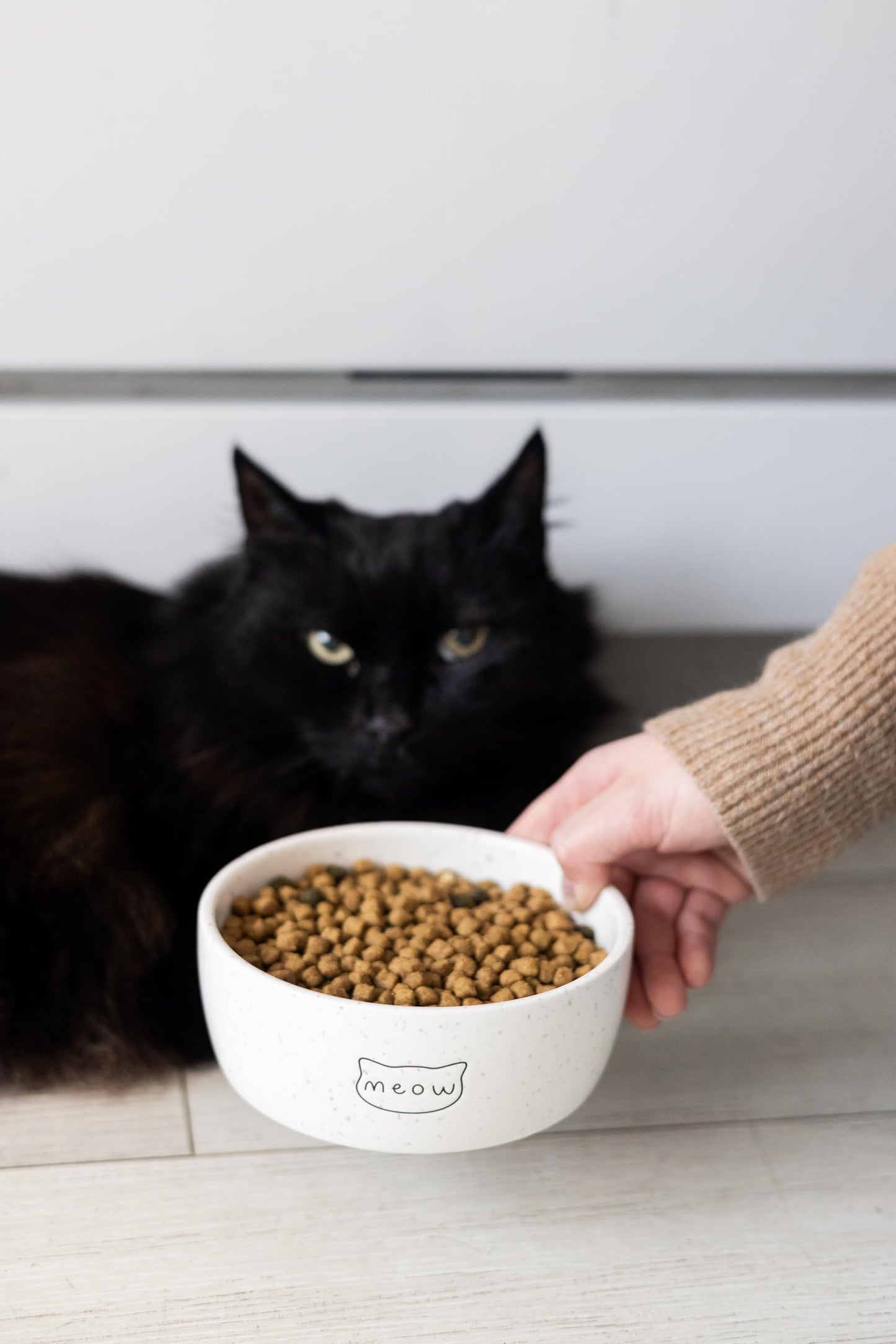 Birnenförmige Keramikschüssel, Fassungsvermögen: 2 Tassen, niedliches, schnurrbartfreundliches Geschirr mit Katzenmotiv, rutschfest, mikrowellen- und spülmaschinengeeignet, klein/mittel 