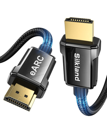 Silkland 8K HDMI ARC/eARC Cable 2.1 for Soundbar 6.6ft, 8K@60Hz 4K@120Hz High Speed HDMI Cord for Home Theater, 48Gbps, Dolby Atoms, DTS:X Compatible for Vizio Samsung Bose Sound bar, UHD TV, Blu-ray
