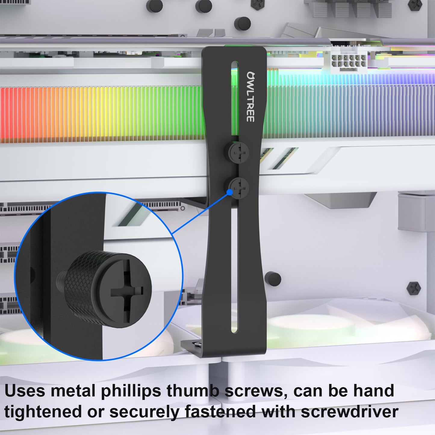 OwlTree GPU Support Bracket Graphics Card Stand Holder GPU Sag Bracket Supprt Fans 12cm and 14cm Fans (0.24 to 4.92 inch)