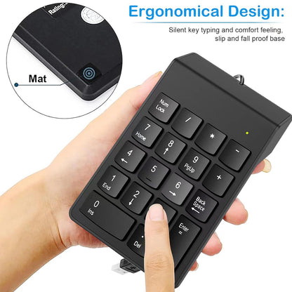 NOOX USB Numeric Keypad Numpad Portable Slim Mini 10 Key Number Pad Keyboard for Laptop Desktop Computer PC, Compatible with ChromeBook Surface Notebook, Tax Accountant Calculate Office Travel & Home