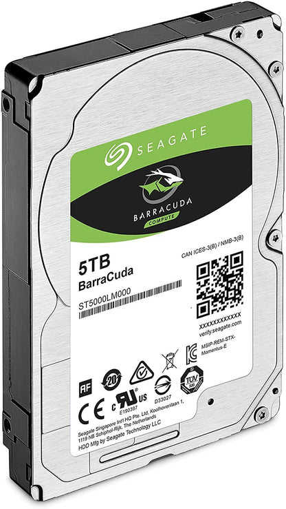 Seagate BarraCuda Internal Hard Drive 5TB SATA 6Gb/s 128MB Cache 2.5-Inch 15mm (ST5000LM000) (Renewed)