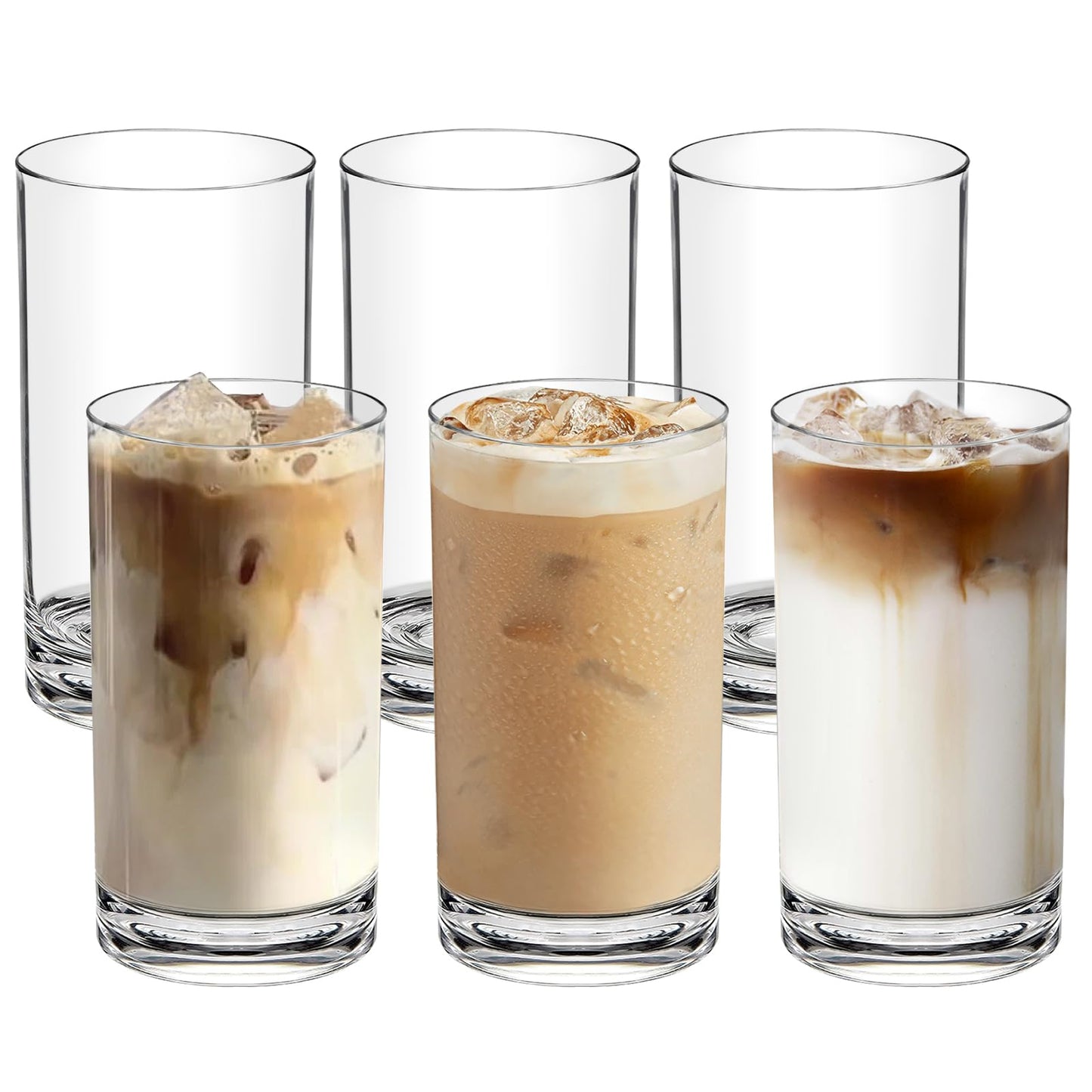 RÉΑLWÁY Shatterproof Plastic Drinking Glasses Set of 6, 17 Oz Clear Unbreakable Tumblers for Kitchen, Poolside & Patio - BPA-Free, Dishwasher-Safe, Acrylic Cups That Look Like Glass