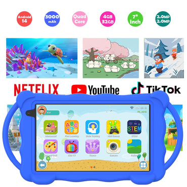 Nyxolaria Kids Tablet 7 inch for Children,32GB ROM Toddler Learning Tablet with Protective Case,Pre-Installed Educational Apps, Parental Control,Gift for Boys and Girls. (Blue)