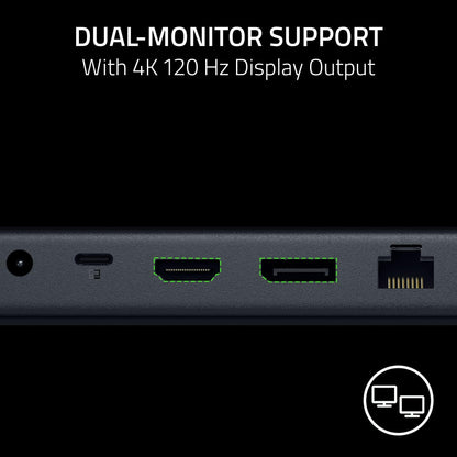 Razer USB 4 Dock: 14 Ports (Type C, Type A, HDMI, DP, Ethernet, SD, 3.5mm) - Dual Monitor Up to 4K 120 Hz - Laptop & Phone Fast Charge - Durable Lightweight Casing - Windows & Mac Compatible - Black
