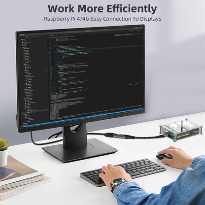 Micro HDMI to HDMI Adapter,4K@60Hz 3D 1080P Type D to A adapter cable supports Ethernet,3D,HDR and ARC,Micro HDMI to HDMI compatible with Raspberry Pi 5/4,Hero,cameras A6300 A6400,Yoga,ODROID etc