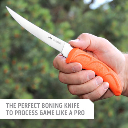 OUTDOOR EDGE 5" Wild Game Boning Knife - Fixed Blade for Processing Game and Fish with Rubberized Nonslip TPR Handle