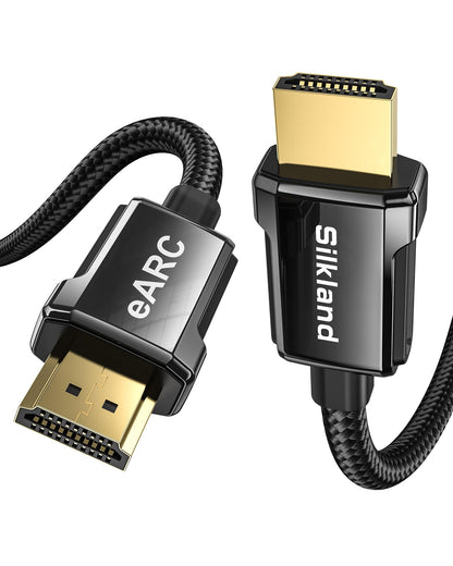 Silkland 8K HDMI ARC/eARC Cable 2.1 for Soundbar 6.6ft, 8K@60Hz 4K@120Hz High Speed HDMI Cord for Home Theater, 48Gbps, Dolby Atoms, DTS:X Compatible for Vizio Samsung Bose Sound bar, UHD TV, Blu-ray