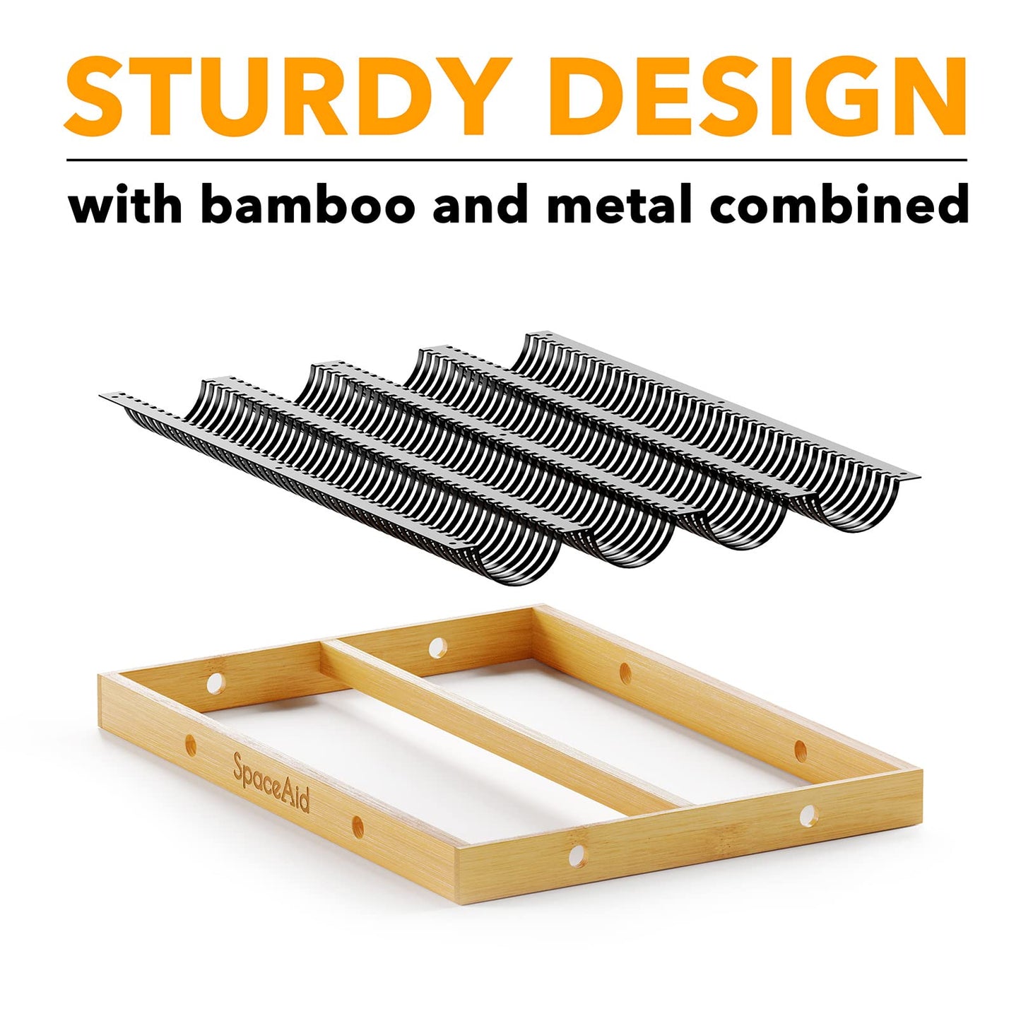 SpaceAid Schubladenorganizer für Nespresso Vertuo Kapseln, Bambus-Halterung und Ablage für Nespresso Vertuo, kompatibel mit 40 großen oder 52 kleinen Vertuoline Kapseln (Schubladeneinsatz)