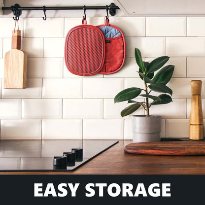 2-Pack Silicone Pot Holders for Kitchen Heat Resistant up to 500°F, Non-Slip Large Hot Pads with Pocket, Quilted Liner Trivets for Countertops Hot Pots and Pans (Gray)