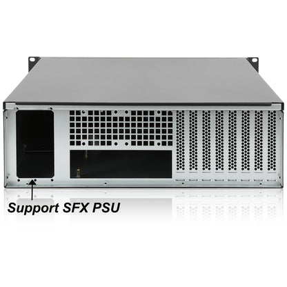RackChoice 3U Rackmount-Servergehäuse mit Unterstützung für Flüssigkeitskühlung bis zu 360 mm Radiatorhöhe, kompatibel mit SFX-Netzteilen/ATX/MicroATX/Mini-ITX-Mainboards