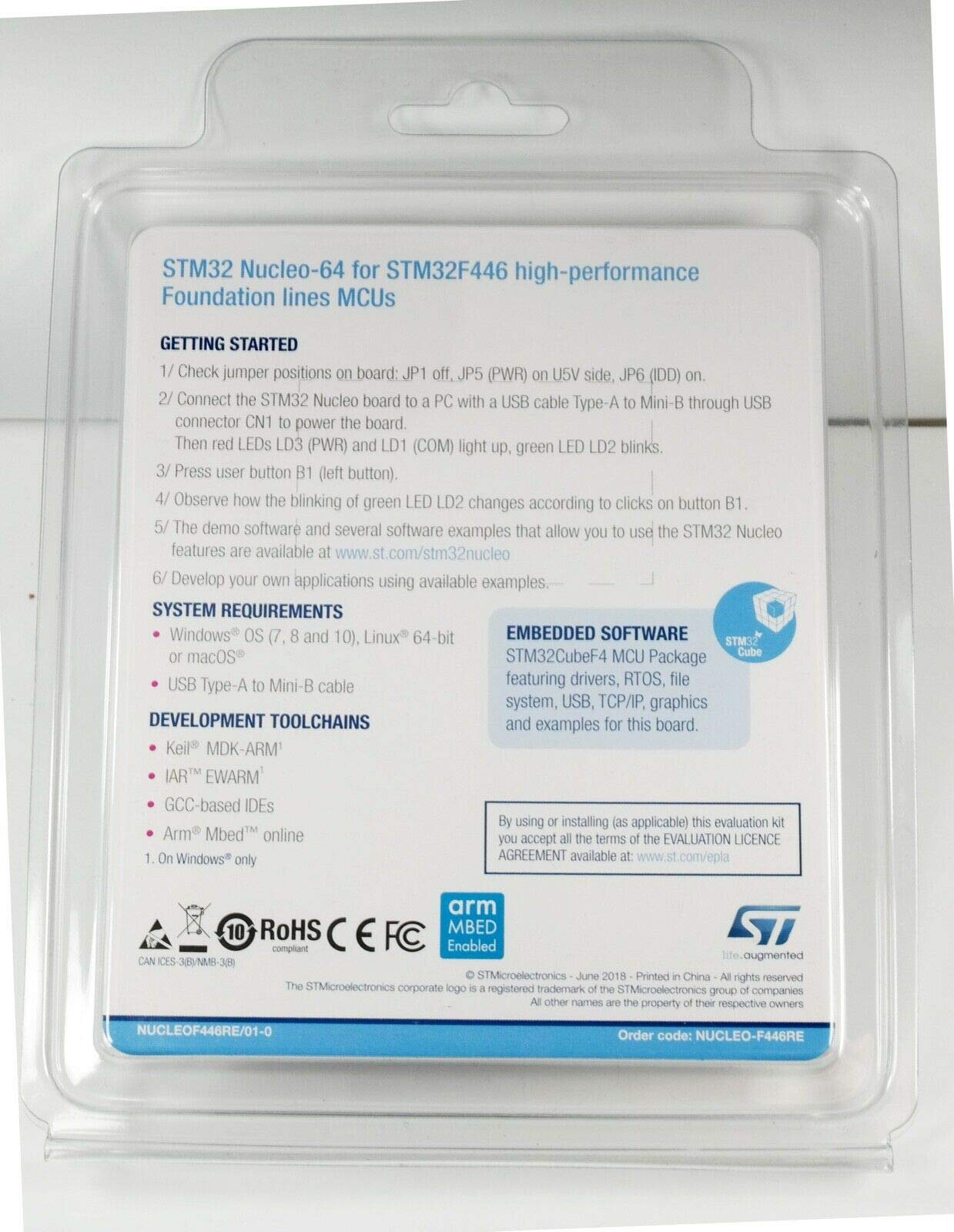 STMicroelectronics NUCLEO-F446RE STM32F446RET6 MCU STM32F4 NUCLEO Supports Arduino
