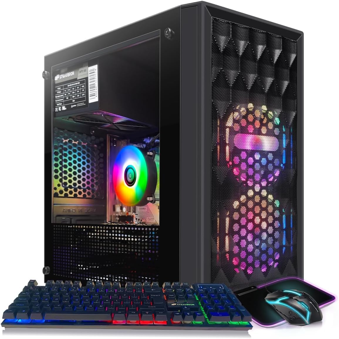 STGAubron Gaming PC Computer Desktop, Radeon RX 580 8G GDDR5, Intel Core i5-9400F up to 4.1GHz, 16G DDR4 Memory, 512G SSD, 600M WiFi, BT 5.0, RGB Fan x 2, Windows 11 Home