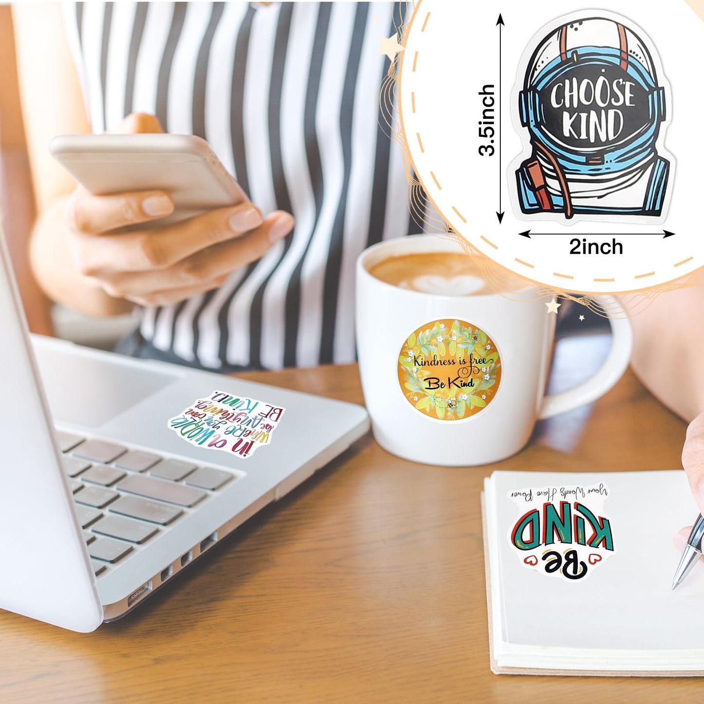 Sayglossy 500 Pcs Kindness Stickers Bulk Vinyl Be Kind Stickers Water Bottle Kindness Decals Waterproof Physical Therapy Motivational Encouraging Decals for Teens Adults Teacher