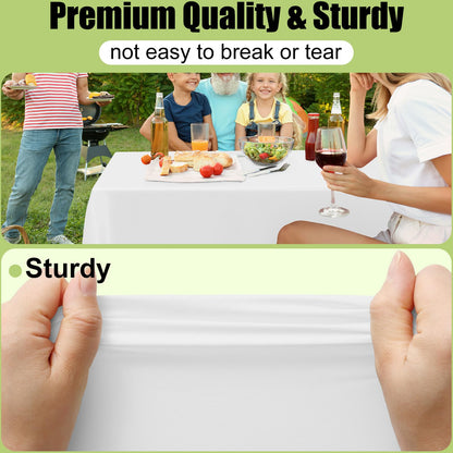 Smiry Disposable Table Cloth - 6 Pack, 54 x 108 Inch Waterproof Rectangle Tablecloths for Parties, Decorative Plastic Table Cover, Leakproof & Sturdy, White