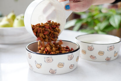 Birnenförmige Keramikschüssel, Fassungsvermögen: 2 Tassen, niedliches, schnurrbartfreundliches Geschirr mit Katzenmotiv, rutschfest, mikrowellen- und spülmaschinengeeignet, klein/mittel 