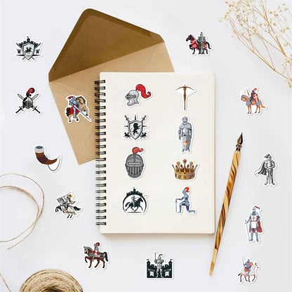 QUTA Medieval Knights Stickers Pack, 50PCs Soldiers in The Middle Ages Vinyl Decals, Delicate Gift & Party Favor Stickers for Hydro Flask, Laptop, Water Bottle, Decals for Kids, Teens(Knights)