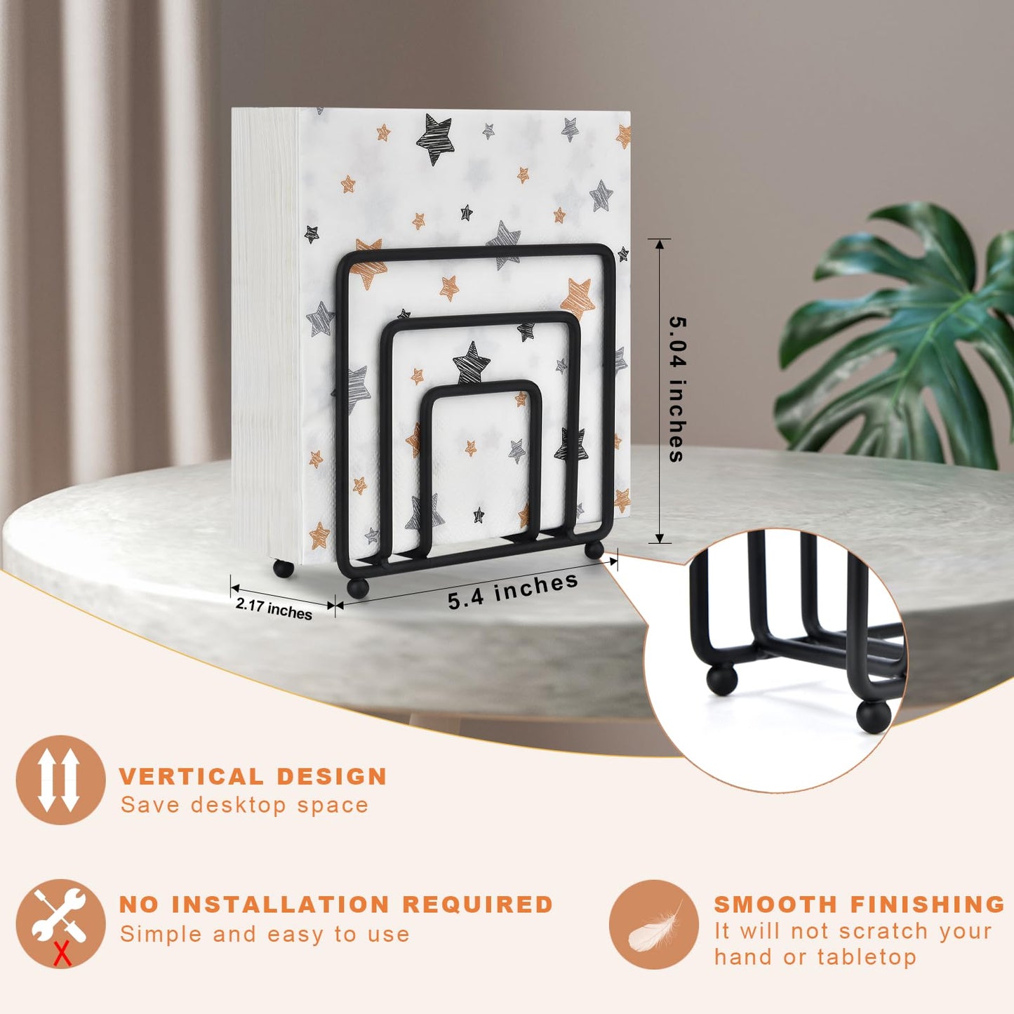 Serviettenhalter für den Tisch, moderner schwarzer Serviettenhalter aus Metall für Küchentische und Arbeitsplatten, Spender für Cocktailservietten aus Papier für den Innen- und Außenbereich von LAIHIFA