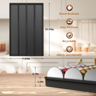 SZWQILIN Schubladeneinsatz zur Aufbewahrung von Kaffeekapseln für Nespresso Vertuo und Vertuoline Kapseln, kompatibel mit der Kaffeetheke, für Zuhause, Büro und Kaffeestation (schwarz)