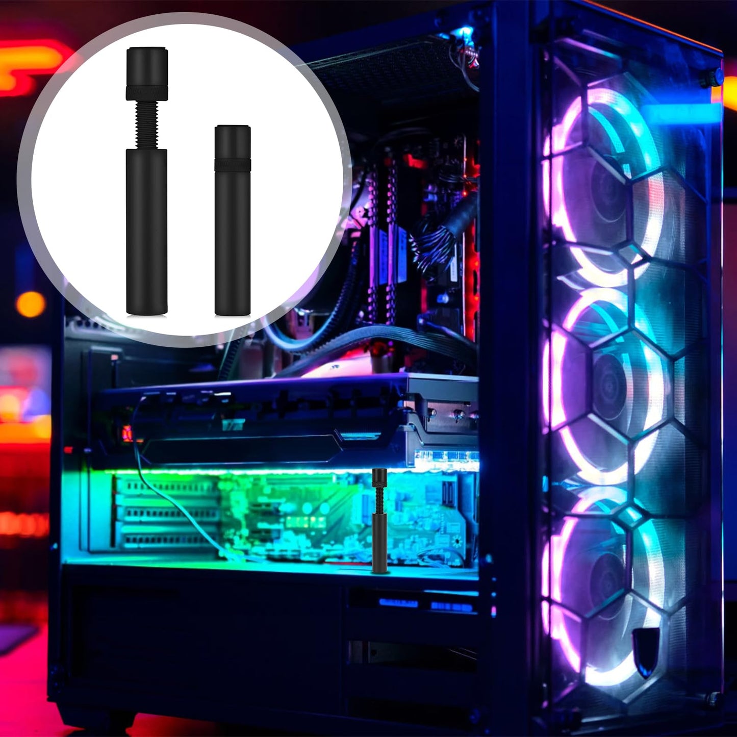 Salbsever Black GPU Support Bracket, Anti-Sag Graphics Card Holder, Stainless Steel, 73-130mm, Universal Fit, Easy Installation