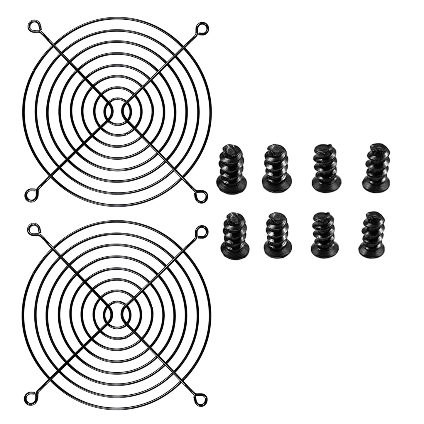 Nivithi 120mm Fan Grill,PC Fan Cover,Black PC Fan Grill Guard,Metal Slivery Black Replacement Screws,for PC Ventilator,2Pack.