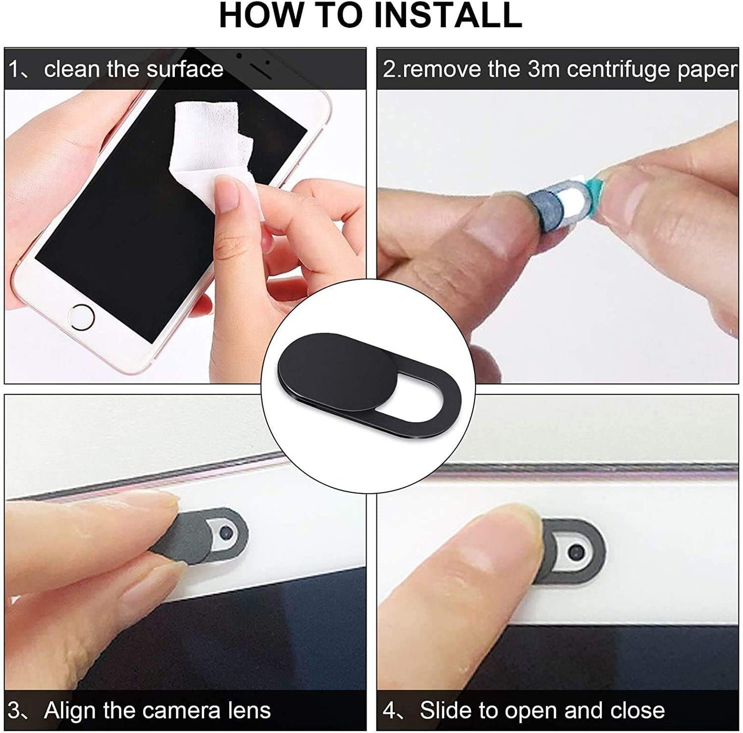 Natipo Webcam Cover,3 PCS Camera Cover Slide, Ultra-Thin Webcam Cover Slide Compatible for Laptop Desktops, MacBook, PC, Tablet, Cell Phone and more Accessories -Protect Your Privacy Security (3-Pack)