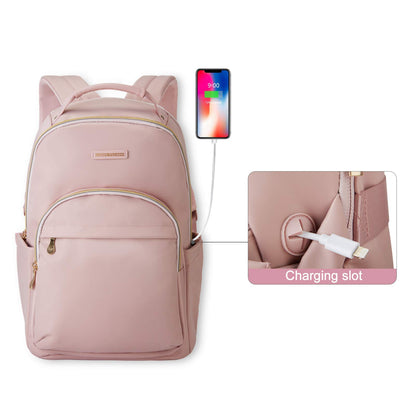LIGHT FLIGHT Laptop Backpack for Women, Travel BookBag for 17.3 Inch Computer, Backpack for Work Travel College, Large Pink