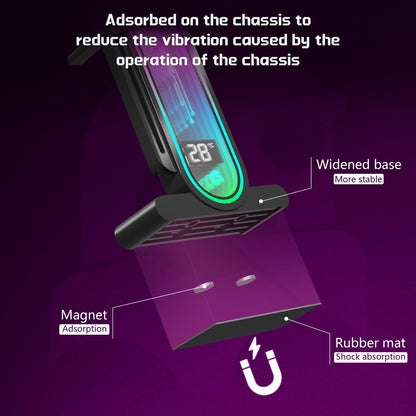 TGDGAMER ARGB GPU Support Bracket with Temperature Display（Ambient Case Temp），5V 3pin Universal GPU Bracket，Graphics Video Card Brace with Height Adjustable，DY7-Black