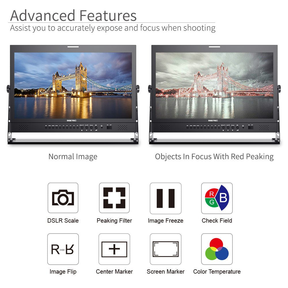 SEETEC P215-9HSD-192 21.5 Inch Broadcast Production LCD Monitor 3G SDI 4K HDMI Input and Output IPS Full HD 1920x1080