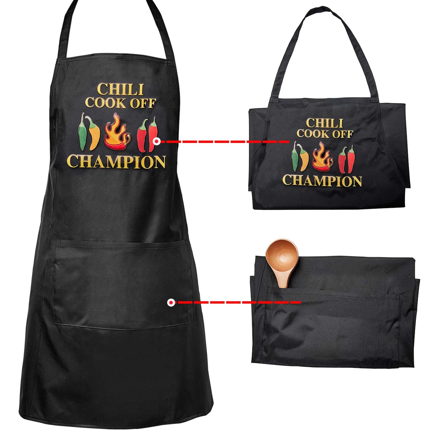 Syhood Chili Cook off Aprons Cook off Prizes Black Bib Aprons for Kitchen Crafting BBQ Drawing Outdoors for Men Women Chili Festivals Decorations
