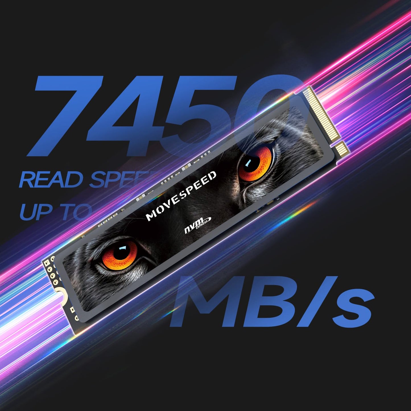 MOVE SPEED HB7450 2TB SSD for PS5 with Heatsink TLC NAND, PCIe 4.0 NVMe M.2 Internal Solid State Drive - Up to 7450MB/s, 3D Storage Expansion Compatible with PS5, Desktops and Laptops