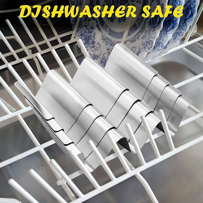 Taco-Ständer aus Edelstahl, 6er-Set – Stilvoller Ständer für bis zu 3 Tacos, hält die Schalen aufrecht – Ofen-, grill- und spülmaschinenfest 