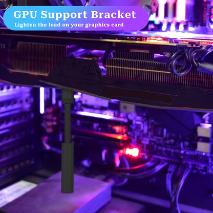 Salbsever Black GPU Support Bracket, Anti-Sag Graphics Card Holder, Stainless Steel, 73-130mm, Universal Fit, Easy Installation