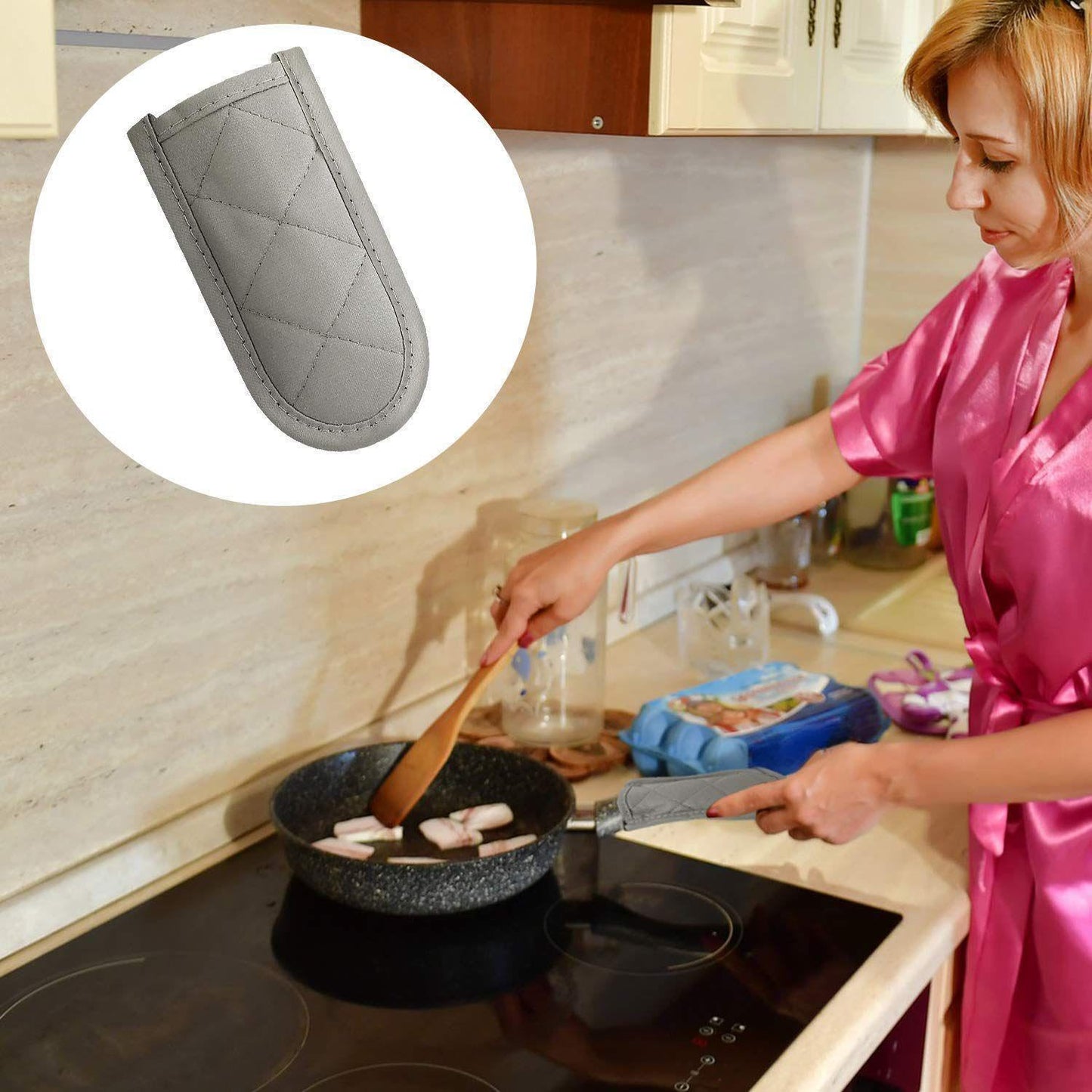 Patelai 4 Pcs 4 Pcs Pan Handle Sleeve Covers Cast Iron Handle Cover Heat Resistant Non Slip Skillet Holder Sleeves Mitt Winter for Kitchen Cooking Tools