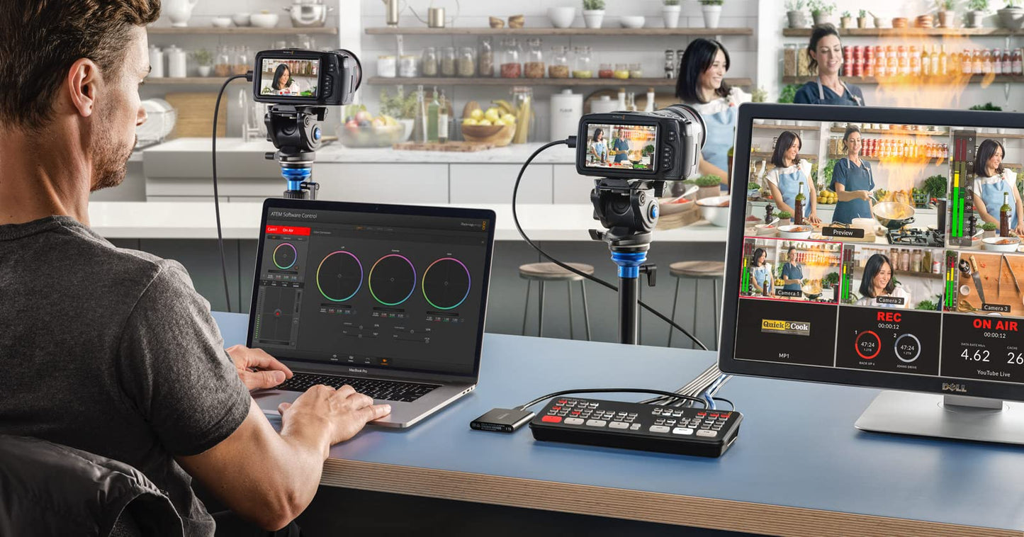 Blackmagic Design ATEM Mini Pro ISO HDMI Live Stream Switcher Bundle mit 6' HDMI-Kabel, 7' Cat5e-Kabel und 5er-Pack SolidSignal Kabelbindern (SWATEMMINIBPRISO) 