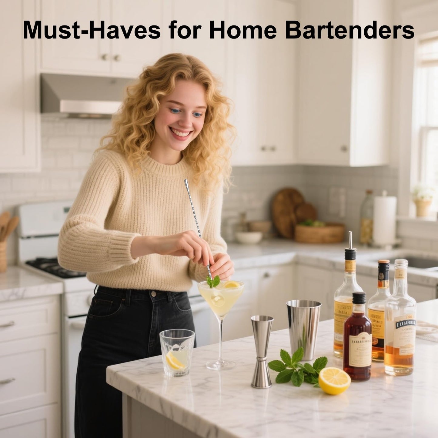 Muaoush 2 Pack Bar Spoon, Cocktail Stirrers, Long Spoons for Stirring, 12 Inch Professional Spiral Stir Spoon for Bartenders, Home Bar Mixing Cocktail Making (304 Grade)