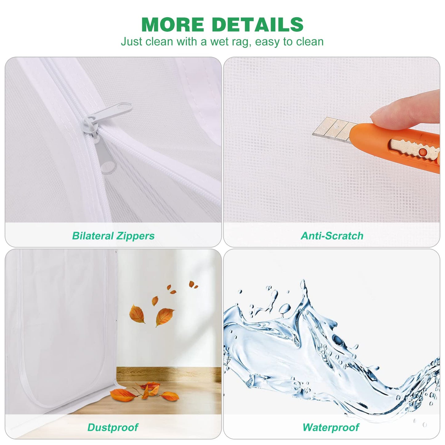 Reinforced Cat Screen Door, 35.5X82” Heavy Duty Pets Proof Screen Door with Bilateral Zipper, Prevent Dogs Cats Running Out from Home, Bedroom, Living Room, Kitchen Patio Doo