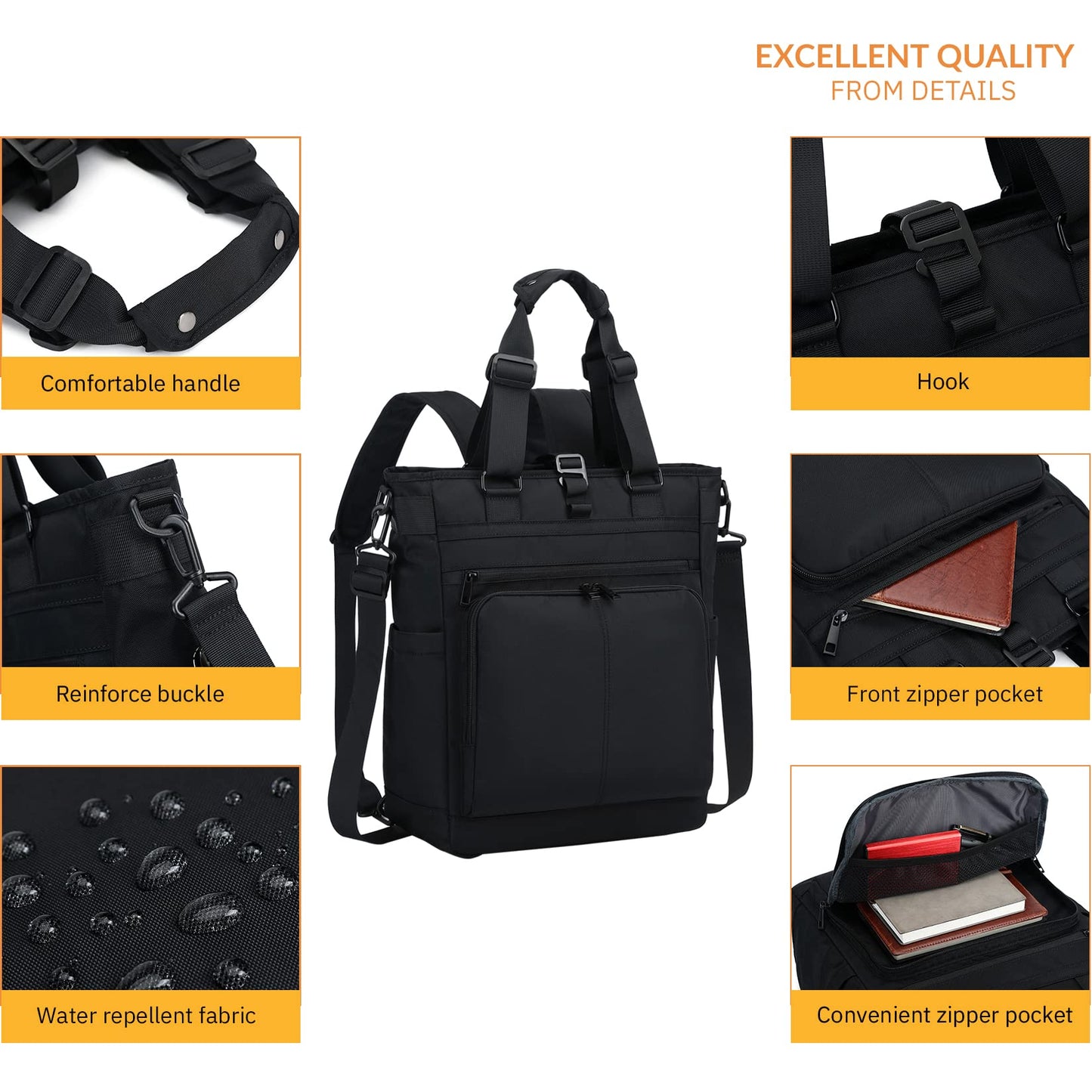 mygreen Tokyo Tote Messenger Backpack Convertible Tote Bag and Backpack, Fits 15.6" Laptop