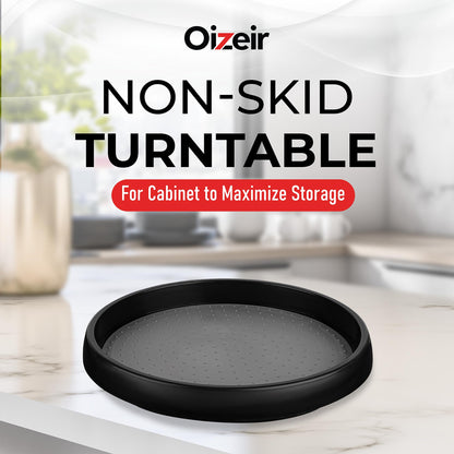 Oizeir 10 Inch Lazy Susan (Set of 4) - Non-Skid Turntable for Cabinet to Maximize Storage and Simplify Accessibility in Kitchen, Bathroom, and Pantry Spaces (Black)