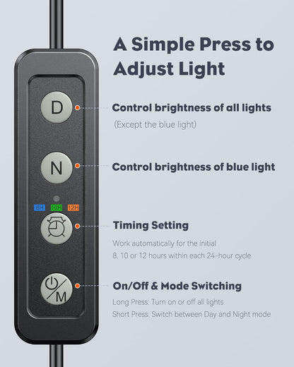 Pawfly 6 W LED Aquarium Light for 1 to 5 Gallon Fish Tanks Clip On Fish Tank Light USB Moving Aquarium Lamp with Full Spectrum Dimmable White Blue Red Green Lights with Timer (Adapter Not Included)