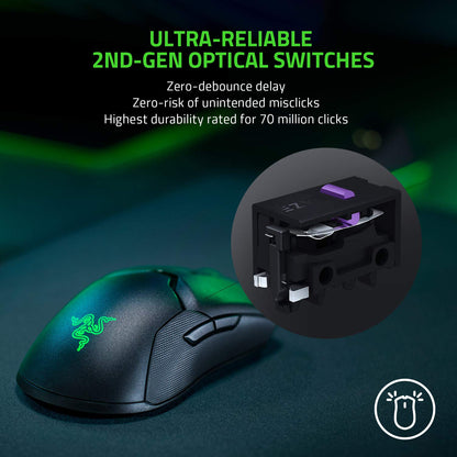 Razer Viper Ultimate Lightweight Wireless Gaming Mouse & RGB Charging Dock: Hyperspeed Wireless Technology - 20K DPI Optical Sensor - 74g Lightweight - 70 Hr Battery - Mercury White