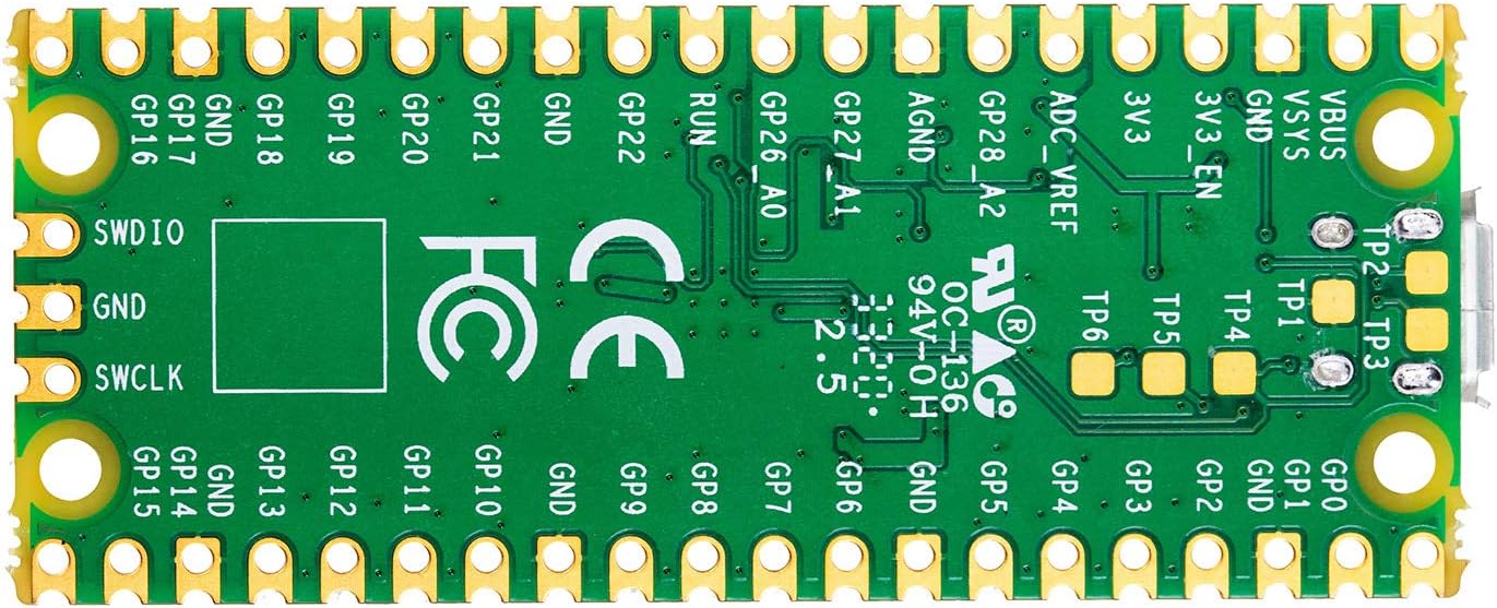 Waveshare Raspberry Pi Pico Mikrocontroller-Board mit RP2040 Chip, Dual-Core Arm Cortex M0+ Prozessor, 264 KB SRAM, 2 MB Flash, 26x GPIO, SPI, I2C, UART, PWM, ADC, USB 1.1, inklusive Stiftleiste und Kabel 