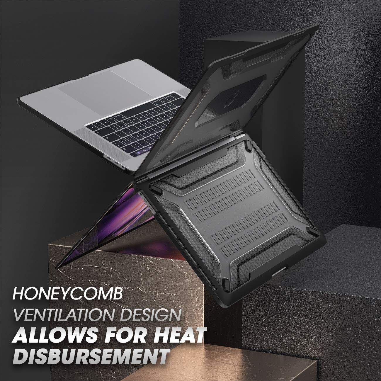 SUPCASE [Unicorn Beetle Series] Case Designed for MacBook Pro 16 inch A2141 (2019 Release), Slim Rubberized TPU Bumper Cover with Touch Bar and Touch ID (Black)