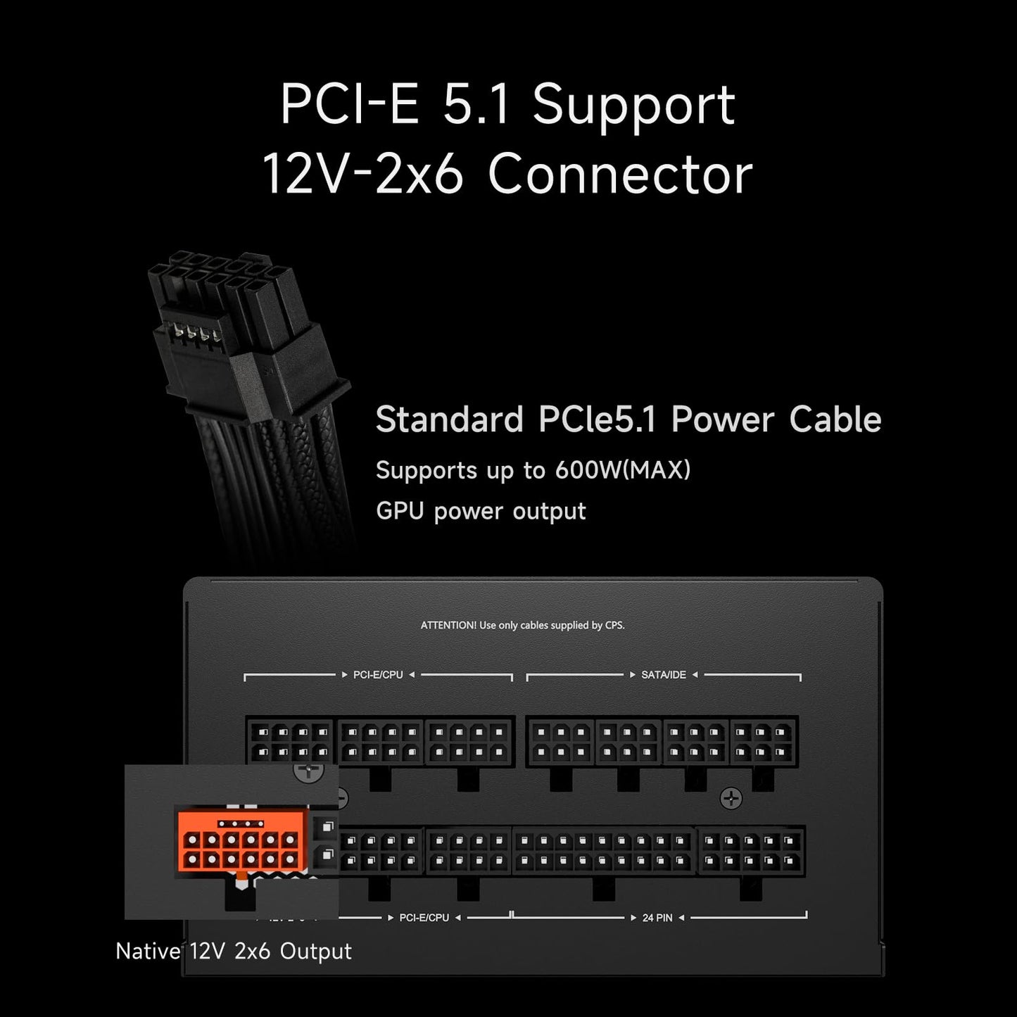 PCCOOLER PSU Fully Modular Power Supply, 1000W ATX 3.1, 80 Plus Gold Certified, PCIe 5.1 12V-2×6, Japanese Capacitors, Ultra-Flexible Cables, 5-Year Warranty(KN1000)