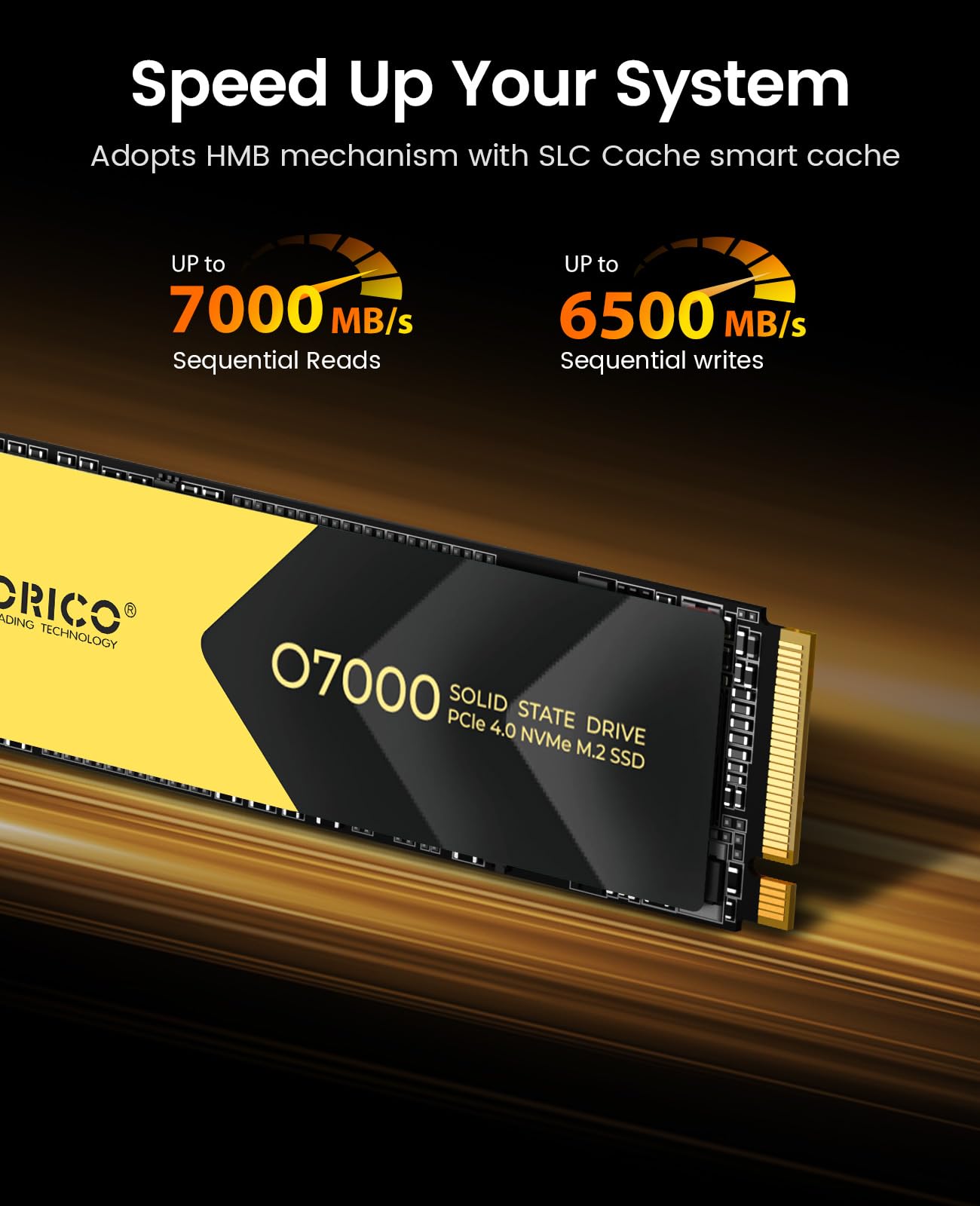 ORICO 2TB NVMe SSD PCIe 4.0- Up to 7000MB/s, M.2 SSD 2280 PCIe 4.0X4 Internal Solid State Drive, Fast Heat Dissipation, Compatible with macOS Windows for Gamers and Creators-O7000 (2TB)