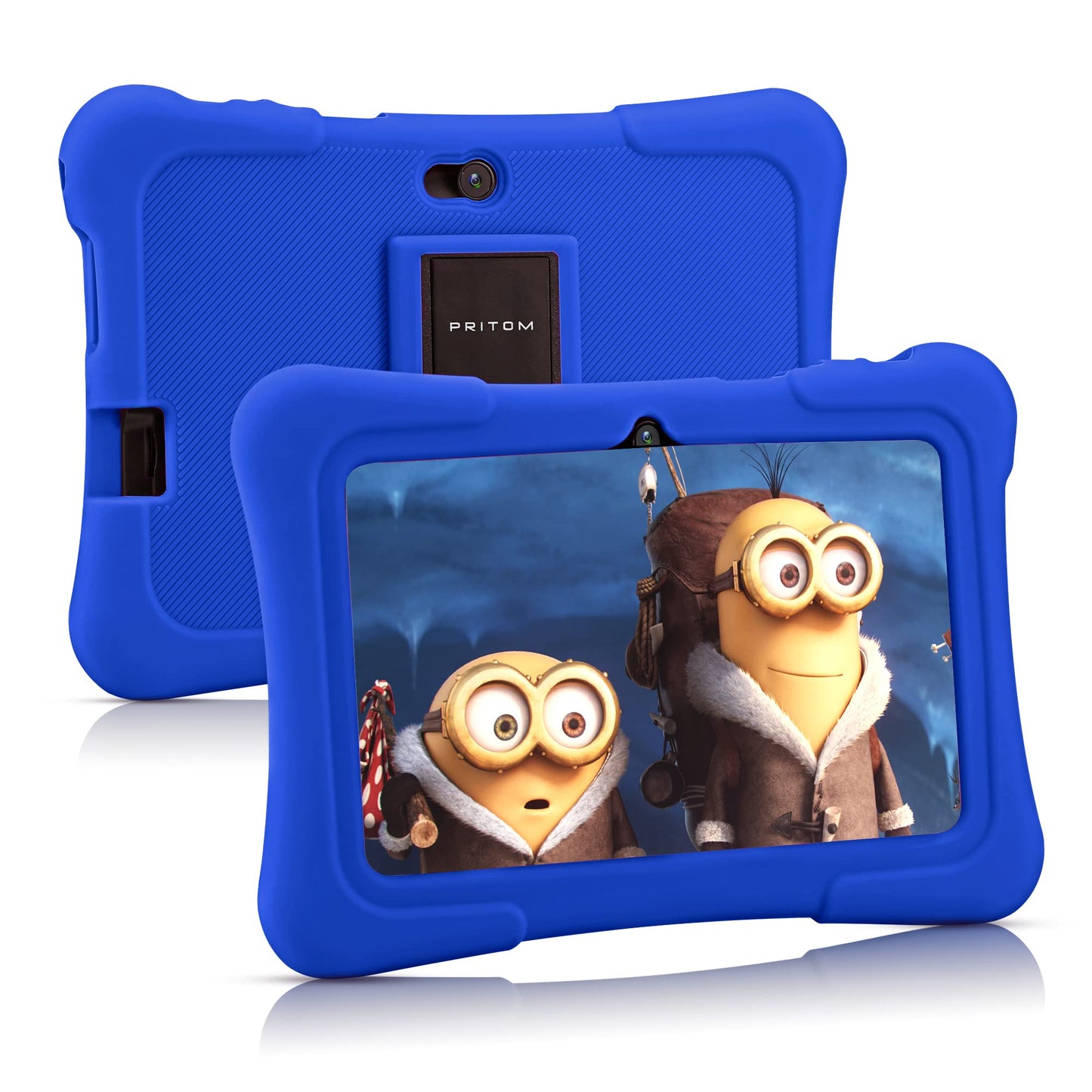 PRITOM 7-Zoll-Kindertablet mit Hülle, Quad-Core-Tablet, Android 13, 32 GB ROM, WLAN, Bluetooth, Dual-Kamera, Lern-Apps, Spiele, Kindersicherung, vorinstallierte Kindersoftware